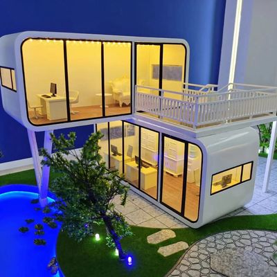 Rock Wool Sandwich Panel Wall Luxury Apple Cabin Container House per la capsula spaziale