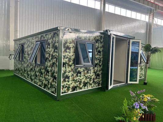 Casa in container prefabbricata in vetro in alluminio con doppia ala, sala pieghevole e facile espansione