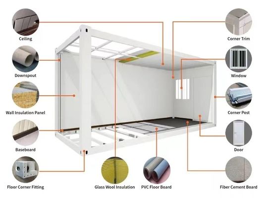 Casa prefabbricata in container con pavimento in cartone MGO