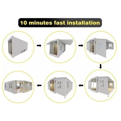Casa in contenitore prefabbricata espandibile con camera pieghevole a doppia ala e pavimento in cartone MGO