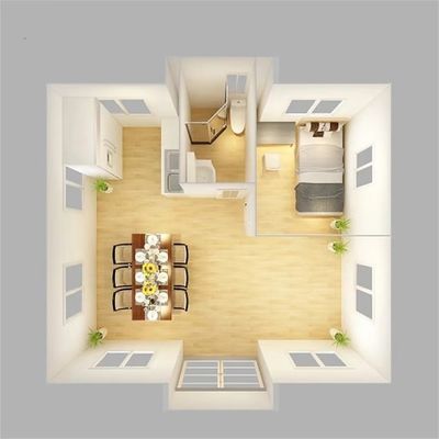 Casa in contenitore prefabbricata espandibile con camera pieghevole a doppia ala e pavimento in cartone MGO