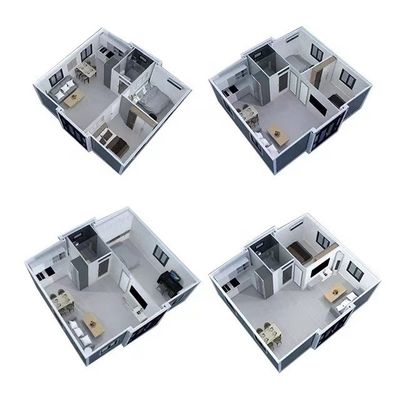 Assemblaggio di case in container espandibili con finestre in alluminio