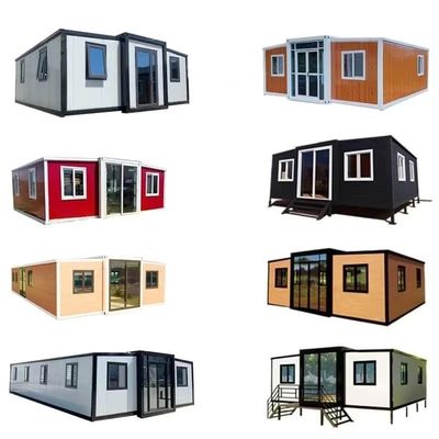 Assemblaggio di case in container espandibili con finestre in alluminio